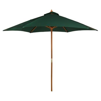 Parasol Hexagonal  Aktive Garden D270 Cm Color Verde Mástil Madera