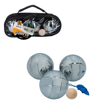 Juego de petanca set 6 bolas 6 cm acero cromado - Distria.com