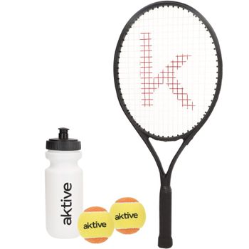 Kit Raqueta De Tenis Con Pelotas, Botella Y Raquetero Aktive 230 Gr, Negra