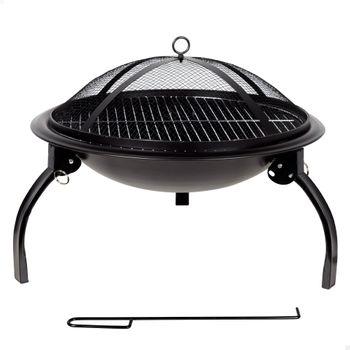 Barbacoa brasero exterior 2 en 1 Chimenea calefactora BBQ 76 x 76 x 58 cm  con Funda + Palo