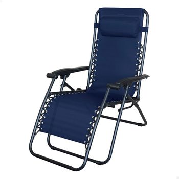 Silla Plegable Gravedad Cero De Acero Y Textileno Máx. 110 Kg - Aktive. Azul