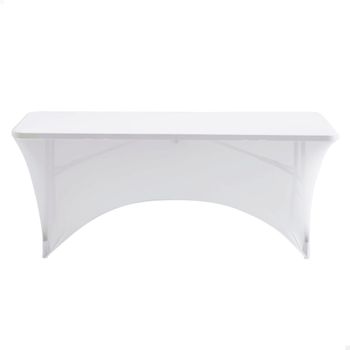 Funda Elástica Para Mesa Rectangular De 180 Cm Blanco Aktive