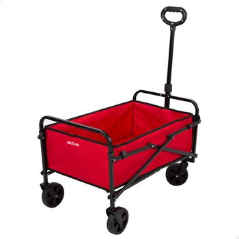 Carro Transporte Plegable 4 Ruedas 65x40x48/94 Cm - Aktive. Rojo