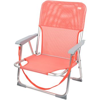 Aktive 52877 - Silla plegable camping Gris, Medidas 64,5x49,5x82cm, Silla  camping, jardín, terraza, Peso máximo 110kg, Incluye posavaso y  reposabrazos