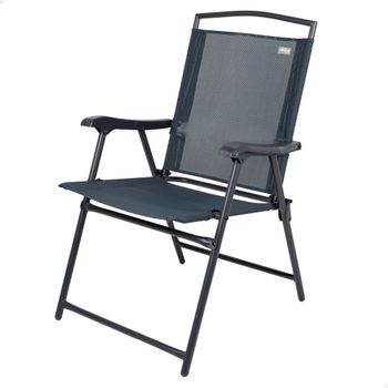 Silla Plegable De Exterior Negra Aktive, De Acero Y Textileno, Medidas 46x62x92cm, Peso Máx. 110kg.