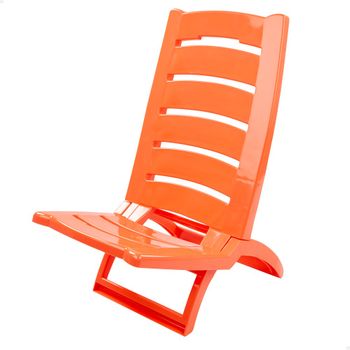 Silla De Playa Plegable Naranja Aktive, Ligera Y Fácil De Transportar, 37,5x55x65cm