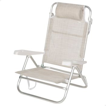 Aktive Silla De Playa Plegable Beige 8 Posiciones 47x49x82 Cm