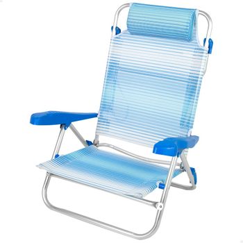 Aktive Silla De Playa Plegable Rayas Azul 7 Posiciones 47x49x82 Cm