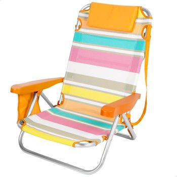 Aktive Silla De Playa Plegable Multicolor Rayas 4 Posiciones 51x45x76 Cm