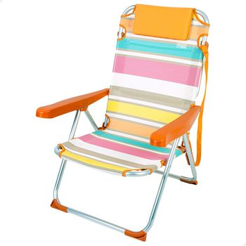 Aktive Silla De Playa Plegable Multicolor Rayas 5 Posiciones 48x60x90 Cm