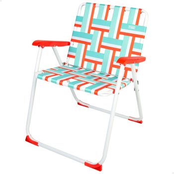 Aktive Silla De Playa Alta Plegable Estilo Vintage Multicolor Poliéster Cruzado