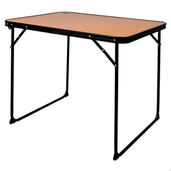 Mesa Plegable Camping Portátil Antivuelco Aktive, Efecto Madera Con Asa Para Transportar,  80x60x67cm