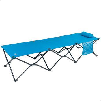 Cama Camping Plegable Para 1 Persona Aktive, Acero Y Pe 600d, 178x62x38 Cm, Azul