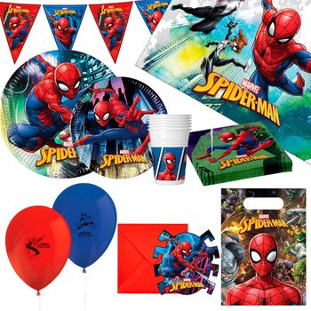 Kit Decoración Fiesta Spiderman - Globos Spiderman + Lona