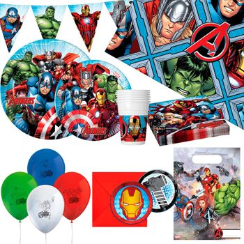 Set Fiesta Cumpleaños Infantil Avengers 64 Piezas