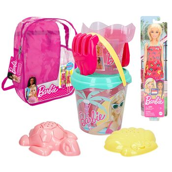 Barbie Set Cubo Playa C/muñeca, Accesorios Y Mochila Transporte