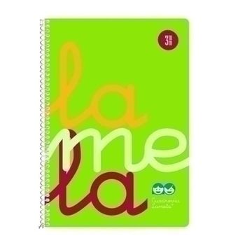 Cuaderno Espiral Lamela Fluor, 4âº 80 Hojas Cuadro 3 Mm. Tapa Plã¡stico (verde)