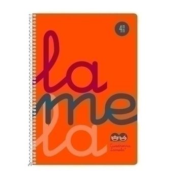 Cuaderno Espiral Lamela Fluor, 4âº 80h Cuadrovã­a 4 Mm. Tapa Plã¡stico Naranja