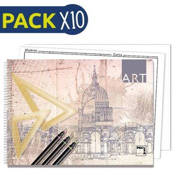 Pack 10 Bloc Dibujo Tamaño Folio Micro Recuadro 20 Hojas 150g