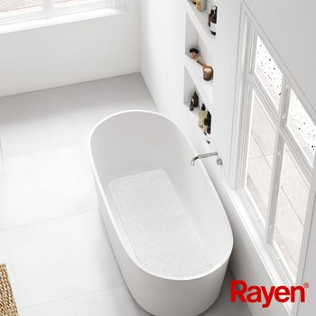 Rayen, Alfombra Para Baño, Rectangular, Suave Y Acolchada, Base Antideslizante, Ventosas De Alta Resistencia, Foam, 45 X 91 Cm, Blanca