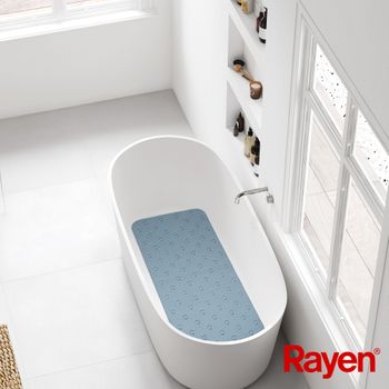 Rayen, Alfombra Para Baño, Rectangular, Suave Y Acolchada, Base Antideslizante, Ventosas De Alta Resistencia, Foam, 45 X 91 Cm, Azul