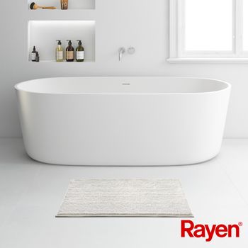 Rayen, Alfombra De Baño, Rectangular, Base Antideslizante, 100% Microfibra, Suave, 80 X 50 Cm, Blanco