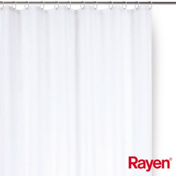 Rayen, Cortinas De Baño Impermeable, Poliéster, Argollas Pvc, Incluye 12 Ganchos, 180 X 200 Cm, Blanco Con Lunares Azules