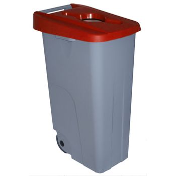 Contenedor Denox Reciclo Con Ruedas Y Tapa Abierta 110 Litros Rojo