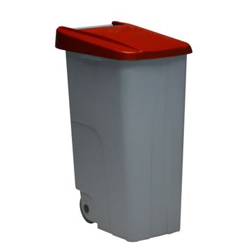 Contenedor Denox Reciclo Con Ruedas Y Tapa Cerrada 85 Litros Rojo