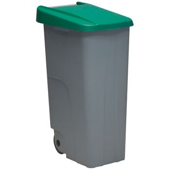 Contenedor Denox Reciclo Con Ruedas Y Tapa Cerrada 110 Litros Verde