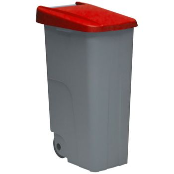 Contenedor Denox Reciclo Con Ruedas Y Tapa Cerrada 110 Litros Rojo