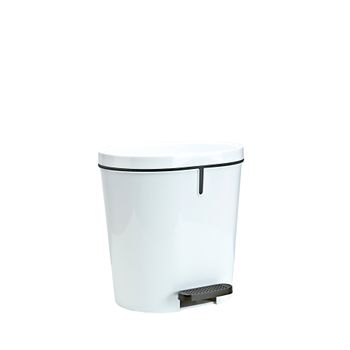 Cubo De Basura Denox Pedalbin Oval Con Tapa Y Pedal 8l Blanco