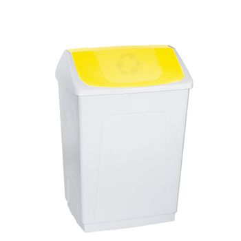 Cubo De Basura Con Tapa Basculante Denox Papelera 55 Litros Amarillo