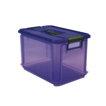 Caja Con Asas Laterales Plástico Denox Clak Maxi 34,5 X 24 X 26 Cm Violeta