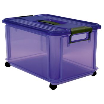 Caja Con Ruedas Y Asas Plástico Denox Clak Jumbo 48,5x33,5x30cm Violeta