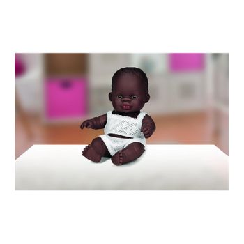 Muñeco Bebé Miniland Africano Con Ropa Interior Niño 21 Cm