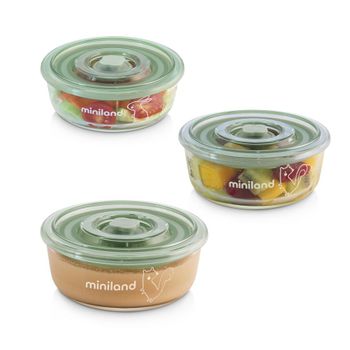 Set De Contenedores De Vidrio Naturround Chip Miniland 300 Ml