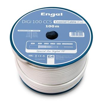 Bobina Cable Coaxial Engel 100 Metros Profesional Blanco