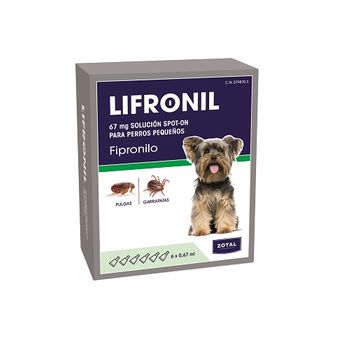 Lifronil Pipetas Anti Pulgas Para Perros Pequeños (<10 Kg) 6 Pipetas 67 Mg