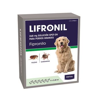 Lifronil Pipetas Anti Pulgas Para Perros Grandes (20-40 Kg) 6 Pipetas 268 Mg