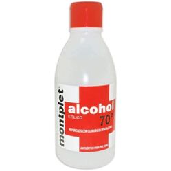 Alcohol Antiséptico Y Desinfectante 70%, 250ml, Montplet