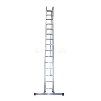 Escalera Industrial De Aluminio Apoyo Doble Extensión Mecánica 2 X 15 Peldaños Con Barra Estabilizadora Serie Factory