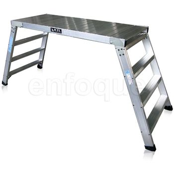 Plataforma De Trabajo Profesional De Aluminio Plegable 4 Peldaños 60x150 Serie Karla