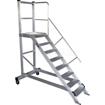 Escalera Profesional De Aluminio Un Acceso Con Plataforma De Trabajo 12 Peldaños 60x65 Serie Store 45 Almacén