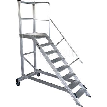 Escalera Profesional De Aluminio Un Acceso Con Plataforma De Trabajo 14 Peldaños 60x65 Serie Store 45 Almacén
