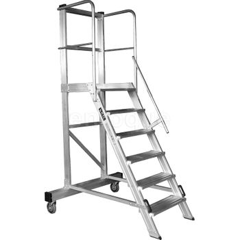 Escalera Profesional De Aluminio Un Acceso Con Plataforma De Trabajo 14 Peldaños 60x65 Serie Store 60 Almacén