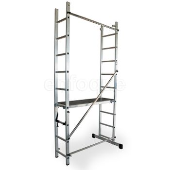 Escalera - Andamio Profesional De Aluminio  2x9 Peldaños Multiusos
