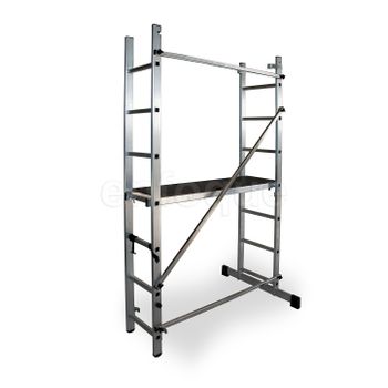 Escalera - Andamio Profesional De Aluminio  2x7 Peldaños Multiusos