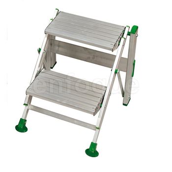 Taburete-escalera Industrial De Aluminio Plegable 2 Peldaños Sin Barandilla Serie K-fold