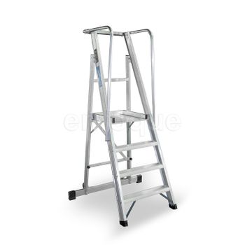 Escalera Plegable Con Plataforma Y Guardacuerpos 4 Peldaños Móvil Profesional Serie 2xl